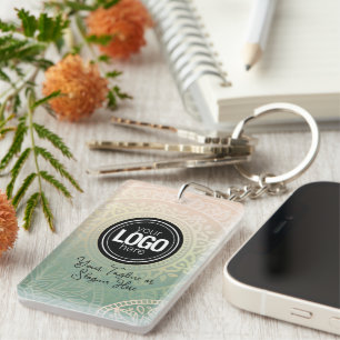 Personaliseer zakelijke Logo   Elegant Green Yoga Sleutelhanger