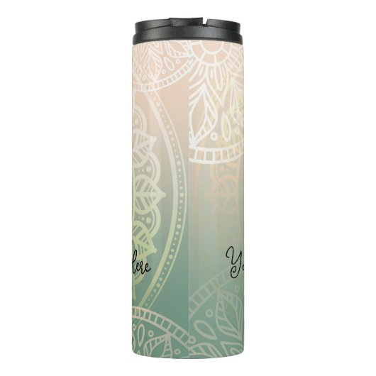 Personaliseer zakelijke Logo | Elegant Green Yoga Thermosbeker (Achterkant)