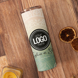 Personaliseer zakelijke Logo | Elegant Green Yoga Thermosbeker