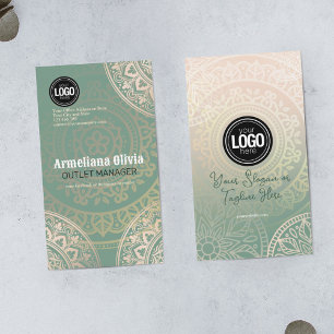 Personaliseer zakelijke Logo   Elegant Green Yoga Visitekaartje