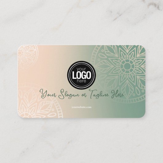 Personaliseer zakelijke Logo | Elegant Green Yoga Visitekaartje (Achterkant)