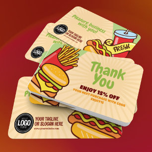 Personaliseer zakelijke Logo Hamburger Hotdog-th Kortingskaartje