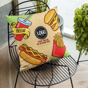 Personaliseer zakelijke Logo Hamburger Hotdog-th Kussen