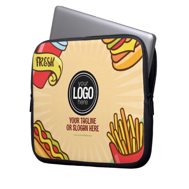 Personaliseer zakelijke Logo | Hamburger Hotdog-th Laptop Sleeve (Voorkant Links)