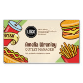 Personaliseer zakelijke Logo | Hamburger Hotdog-th Magnetisch Visitekaartje (Voorkant)