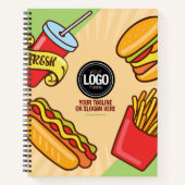 Personaliseer zakelijke Logo | Hamburger Hotdog-th Notitieboek (Voorkant)