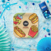 Personaliseer zakelijke Logo | Hamburger Hotdog-th Papieren Bordje (Feest)