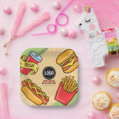 Personaliseer zakelijke Logo | Hamburger Hotdog-th Papieren Bordje (Feest)