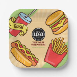Personaliseer zakelijke Logo | Hamburger Hotdog-th Papieren Bordje