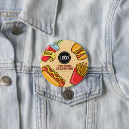 Personaliseer zakelijke Logo | Hamburger Hotdog-th Ronde Button 7,6 Cm