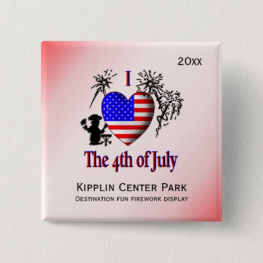 Personaliseer Zakelijke Pins 4 juli Vierkante Button 5,1 Cm (Voorkant)