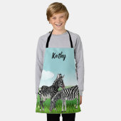 Personaliseer Zebra Print all Over Kids Schort (Gedragen)