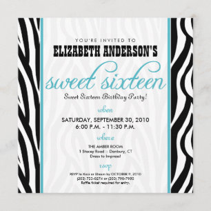 :personaliseer: Zebra Sweet 16 Party Invitation (a Kaart