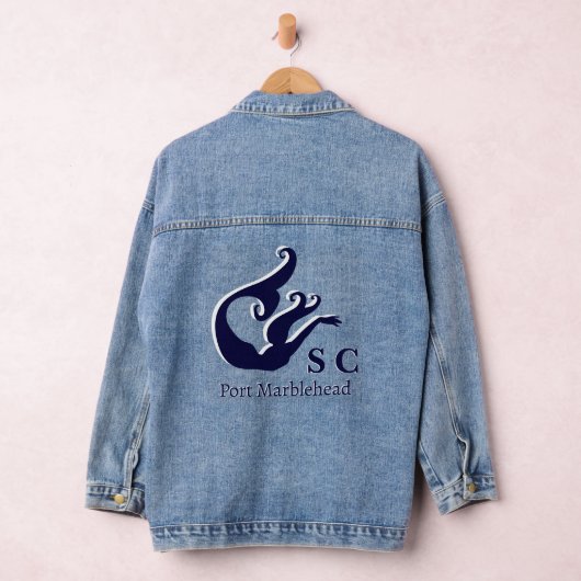 Personaliseer Zeemeermin Silhouet Marine Nautical Denim Jacket (Hangar)
