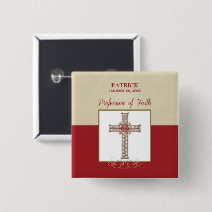 Personaliseer, Zegen RCIA op Beroep van Geloof Vierkante Button 5,1 Cm
