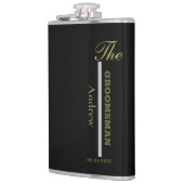 Personaliseer Zwart en Zilver Groomsman Gift Heupfles (Links)