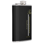 Personaliseer Zwart en Zilver Groomsman Gift Heupfles (Rechts)