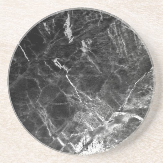 Personaliseer zwart marmer elegante trendy Sjabloo Zandsteen Onderzetter (Voorkant)