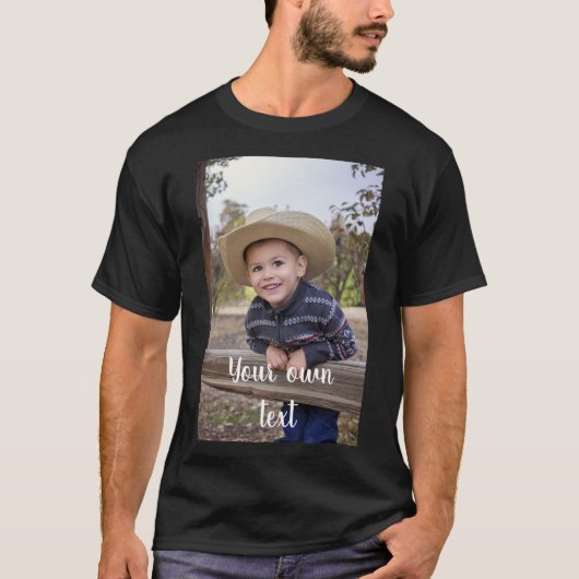 Personaliseer. Zwart Shirt. Voeg je eigen foto en  T-shirt (Voorkant)