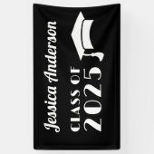 Personaliseer Zwart-Wit Afstuderen  Spandoek (Verticaal)