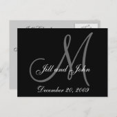 Personaliseer Zwart Wit Save the Date Briefkaarten (Voorkant / Achterkant)