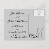 Personaliseer Zwart Wit Save the Date Briefkaarten (Achterkant)