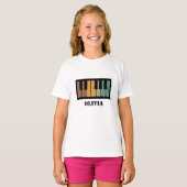 Personaliseer Zwart-witte pianotoetsen T-shirt (Voorkant volledig)