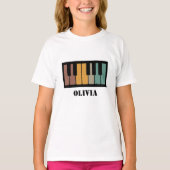 Personaliseer Zwart-witte pianotoetsen T-shirt (Voorkant)