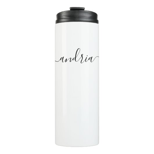 Personaliseer Zwarte Script Naam Thermosbeker (Voorkant)