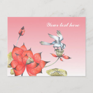 Personaliseerbaar: Chinese bloemen en vogels Briefkaart