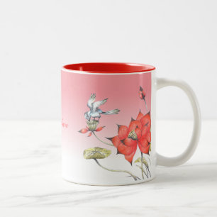 Personaliseerbaar: Chinese bloemen en vogels Tweekleurige Koffiemok