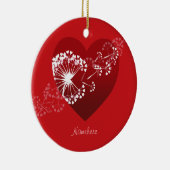 Personaliseerbaar: Dandelion liefdeshart Keramisch Ornament (Rechts)
