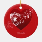 Personaliseerbaar: Dandelion liefdeshart Keramisch Ornament (Achterkant)