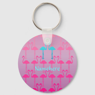 Personaliseerbaar: Flamingo twee Sleutelhanger