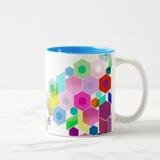 Personaliseerbaar: Hexagonal Tweekleurige Koffiemok (Rechts)