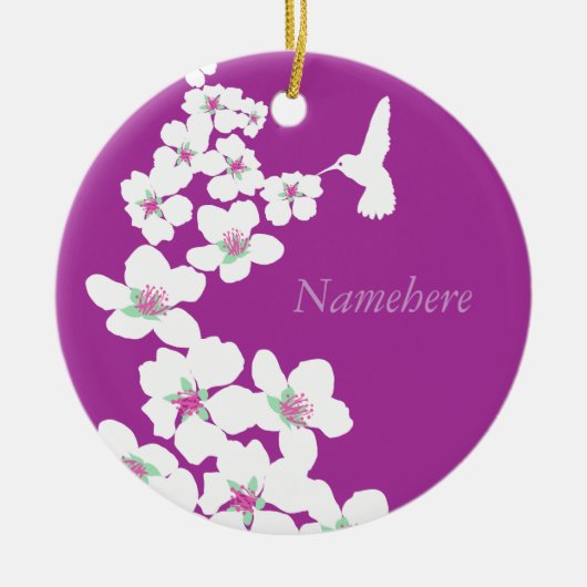 Personaliseerbaar: Hummingbird roze Keramisch Ornament (Voorkant)