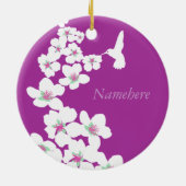 Personaliseerbaar: Hummingbird roze Keramisch Ornament (Achterkant)