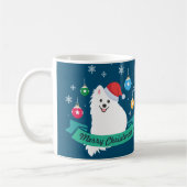 Personaliseerbaar Japans Spitz Hond Vrolijk Kerstf Koffiemok (Links)
