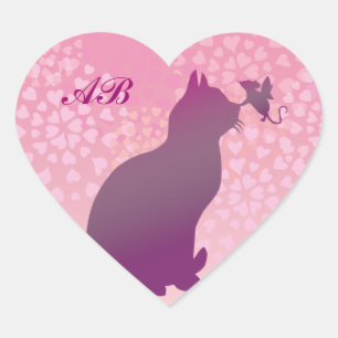Personaliseerbaar: Kat- en sproeimuis Hart Sticker
