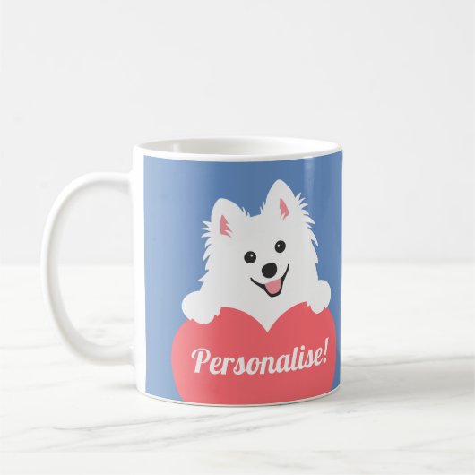 Personaliseerbaar Liefdevolle Japanse Spirz Dog Koffiemok (Links)