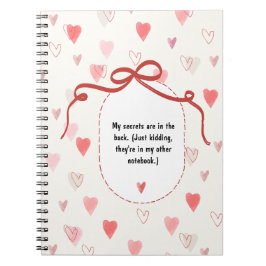 PERSONALISEERbaar lintlabel + Hartjes Patroon Noti Notitieboek