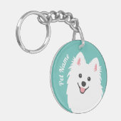 Personaliseerbaar Nieuwsgierig Japans Spitz Dog Sleutelhanger (Voorkant Links)