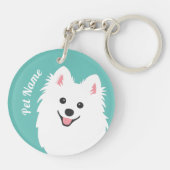 Personaliseerbaar Nieuwsgierig Japans Spitz Dog Sleutelhanger (Achterkant)