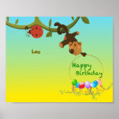 Personaliseerbaar Poster – speelse aap (Voorkant)