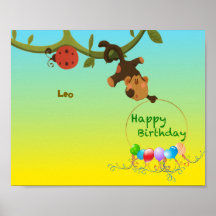 Personaliseerbaar Poster – speelse aap