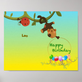 Personaliseerbaar Poster – speelse aap