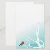Personaliseerbaar: Robin in een boom Briefpapier (Voorkant / Achterkant)