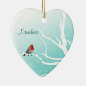 Personaliseerbaar: Robin in een boom Keramisch Ornament (Rechts)