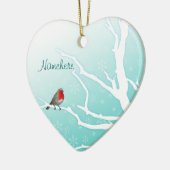 Personaliseerbaar: Robin in een boom Keramisch Ornament (Links)