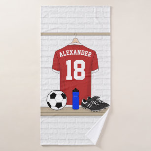 Personaliseerbaar Rood Wit Voetbalshirt Bad Handdoek